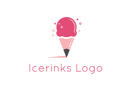 pencil nip as cone under ice cream scoop