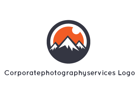 sun as camera lens behind snow caped mountains in circle