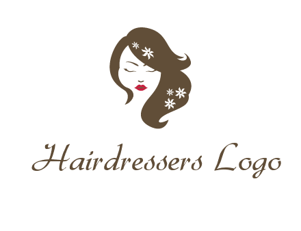 flowers ornament on hair of woman head beauty logo icon
