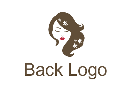 flowers ornament on hair of woman head beauty logo icon