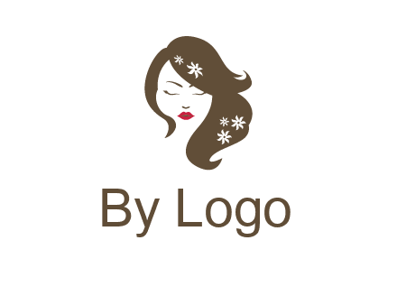 flowers ornament on hair of woman head beauty logo icon