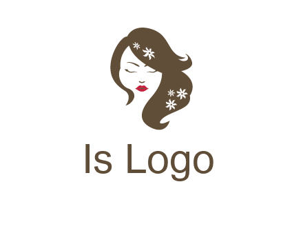 flowers ornament on hair of woman head beauty logo icon