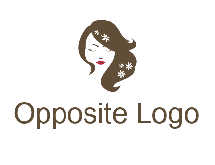 flowers ornament on hair of woman head beauty logo icon