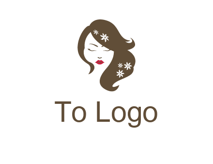 flowers ornament on hair of woman head beauty logo icon