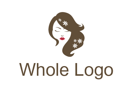 flowers ornament on hair of woman head beauty logo icon