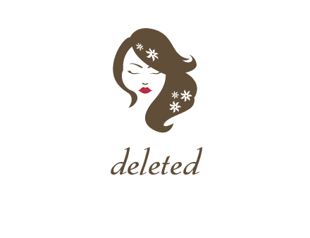 flowers ornament on hair of woman head beauty logo icon