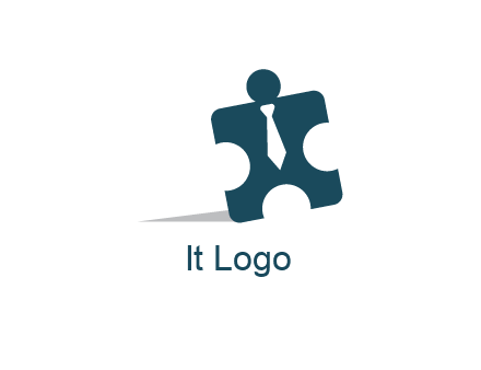 jigsaw puzzle with tie forming people icon