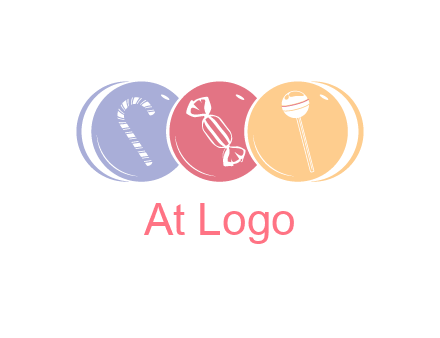 candy and lollipop icons in circles