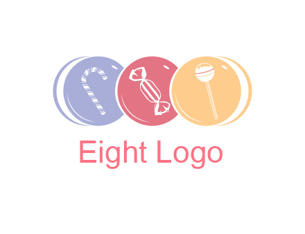 candy and lollipop icons in circles