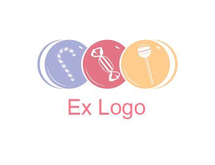 candy and lollipop icons in circles