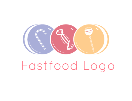 candy and lollipop icons in circles