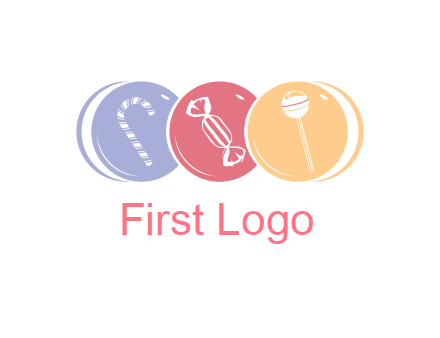 candy and lollipop icons in circles
