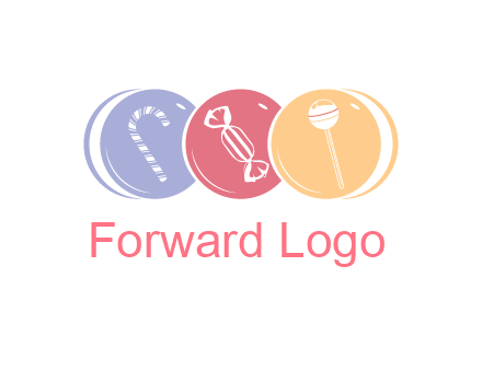 candy and lollipop icons in circles