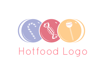 candy and lollipop icons in circles