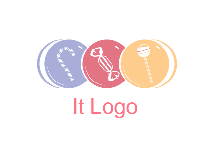 candy and lollipop icons in circles