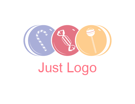 candy and lollipop icons in circles