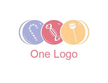 candy and lollipop icons in circles