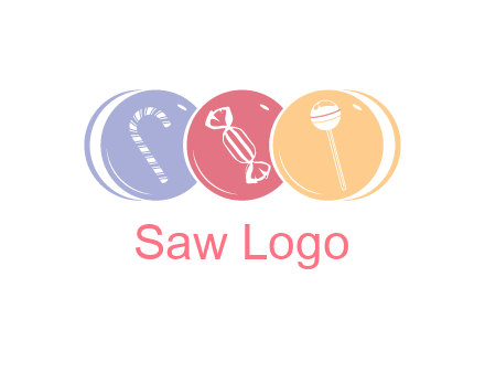 candy and lollipop icons in circles