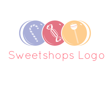 candy and lollipop icons in circles