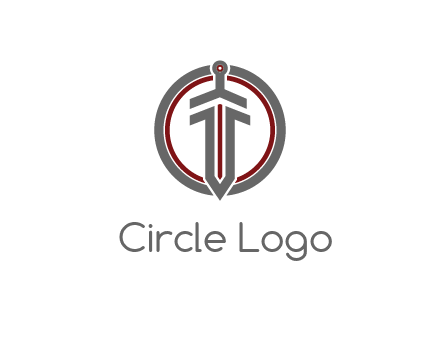 digital circle behind digital sword