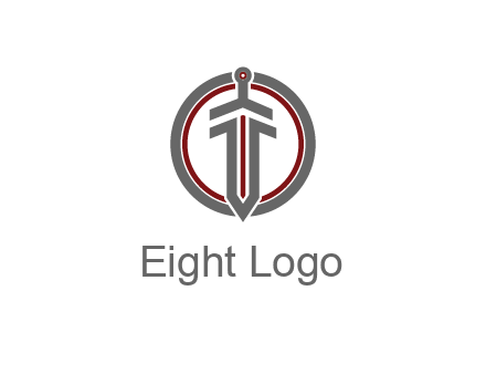 digital circle behind digital sword