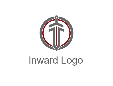 digital circle behind digital sword