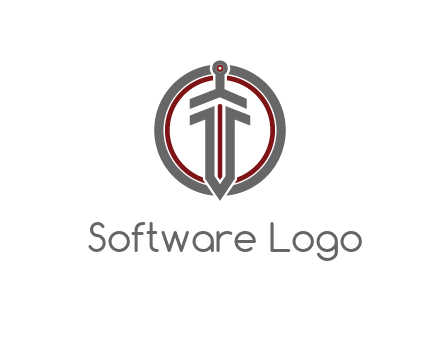 digital circle behind digital sword