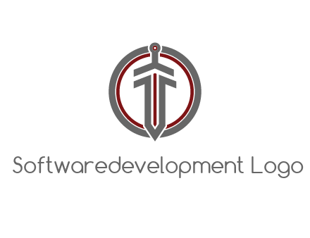 digital circle behind digital sword