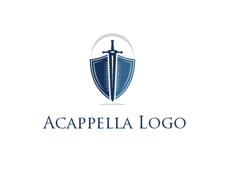 curved line above shield behind sword