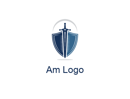 curved line above shield behind sword
