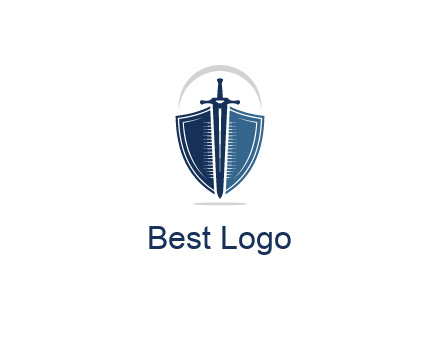 curved line above shield behind sword