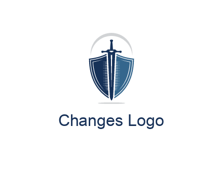 curved line above shield behind sword