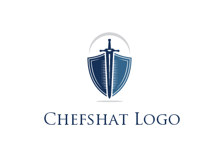 curved line above shield behind sword