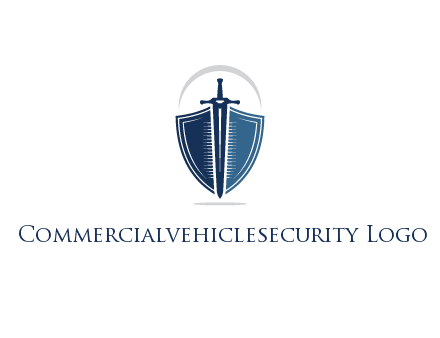 curved line above shield behind sword