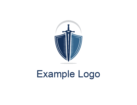 curved line above shield behind sword