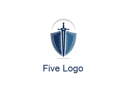 curved line above shield behind sword