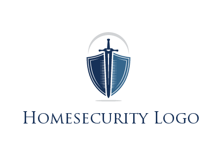 curved line above shield behind sword