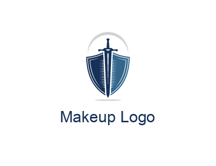 curved line above shield behind sword