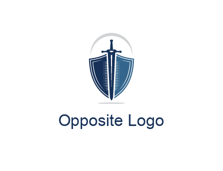 curved line above shield behind sword
