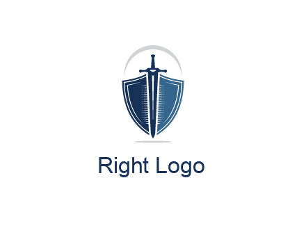 curved line above shield behind sword