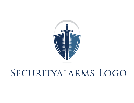 curved line above shield behind sword