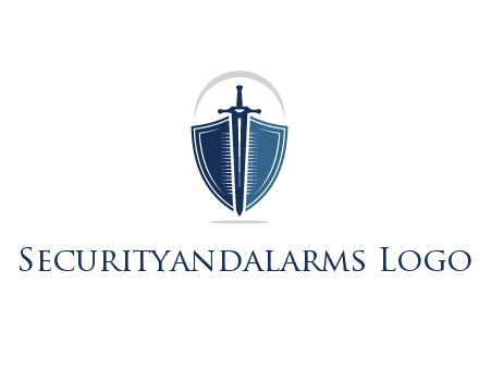 curved line above shield behind sword