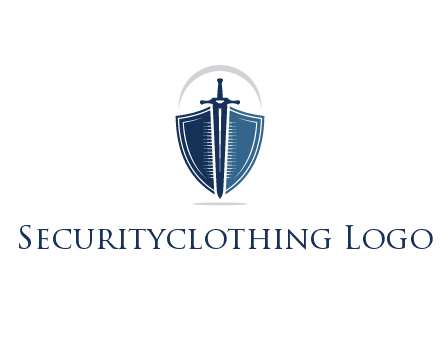 curved line above shield behind sword