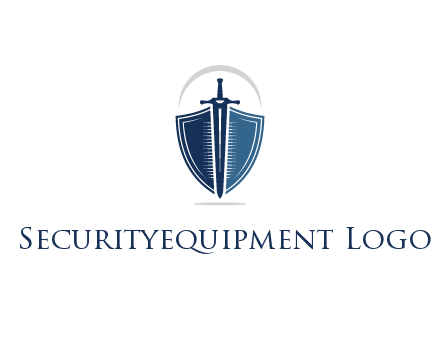 curved line above shield behind sword
