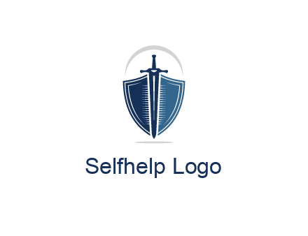 curved line above shield behind sword