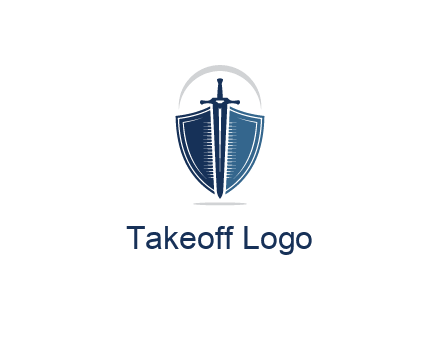 curved line above shield behind sword