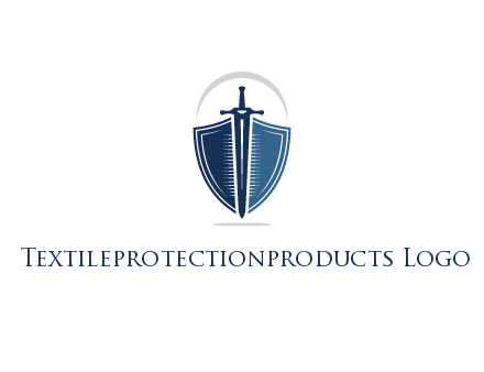 curved line above shield behind sword