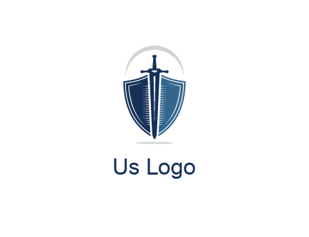 curved line above shield behind sword