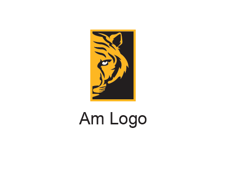 half tiger face in rectangle
