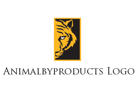 half tiger face in rectangle